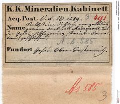 Etiketten zu Calcit (NHMW-MIN-As585)